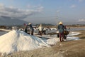 Salt workers working at the factory