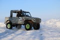 SALTAC-KOREM, RUSSIA - FEBRUARY 11, 2018: Winter auto show modified jeeps - Ice kneading 2018.riding on modified off - road vehic