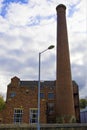 Brick chimney stack in Saltaire POV3, Saltaire, Shipley, Bradford, West Yorkshire. Royalty Free Stock Photo