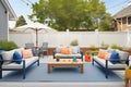 saltboxstyle patio with contemporary outdoor furniture