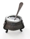 Saltcellar with spoon Royalty Free Stock Photo