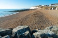 Saltdean beach seafront cliffs with weekend house in the background at East Sussex Brighton marina.