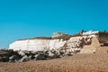 Saltdean beach seafront cliffs with weekend house in the background at East Sussex Brighton marina.