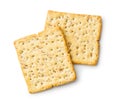 Salted crackers isolated on white background Royalty Free Stock Photo