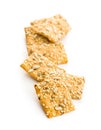 Salted crispy crackers with sesame and sunflower seeds