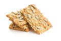 Salted crispy crackers with sesame and sunflower seeds