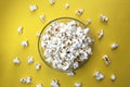 Salted crispy popcorn lies on a glass plate Royalty Free Stock Photo