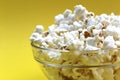 Salted crispy popcorn lies on a glass plate Royalty Free Stock Photo