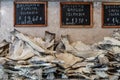 Salted and dried cod being sold at local grocery shop Royalty Free Stock Photo