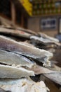 Salted and dried cod being sold at local grocery shop Royalty Free Stock Photo