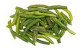 Salted dried green beans on a white background