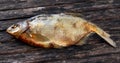 Salted Dry fish vobla on wooden table Royalty Free Stock Photo