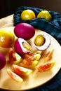 Salted duck eggs and tomatoes Royalty Free Stock Photo