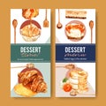 Salted egg flyer design with cupcake, croissant watercolor illustration