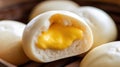 Salted egg yolk steamed bun. Generative AI Royalty Free Stock Photo