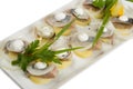 Salted herring fillet with potatoes Royalty Free Stock Photo