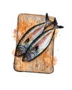 Salted herring fish on a cutting board