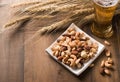 Salted mix cocktail nuts with beer and barley flower