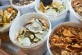 Salted mushrooms on market Royalty Free Stock Photo