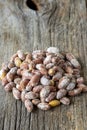 Salted peanuts on wood floor. bulk peanut kernels Royalty Free Stock Photo