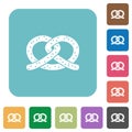 Salted pretzel rounded square flat icons
