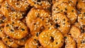 Salted Pretzel thins with black white sesame seeds Royalty Free Stock Photo