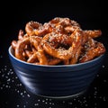 Salted pretzels in bowl