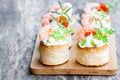 Salted puff pastry stuffed with cream cheese and prawns