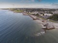 Salthill beach and promenade. Galway city, Ireland. Aerial drone view. Cloudy sky. Popular tourist area