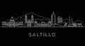 Saltillo Skyline with Mexico, Line Art, and Black Royalty Free Stock Photo