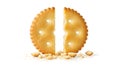 Broken saltine cracker with crumbs on white background Royalty Free Stock Photo