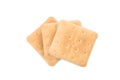 Saltine soda cracker isolated on white. Royalty Free Stock Photo