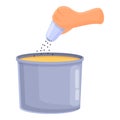 Salting food icon, cartoon style