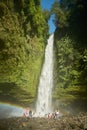 Salto las Cascadas falls at Llanguihue lake and Osorno Volcano, Puerto Varas, Chile, South America.