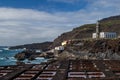 Saltpans and lighthouse Fuencaliente, La Palma, Canary Islands Royalty Free Stock Photo