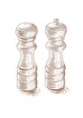 Saltshaker and peppermill Royalty Free Stock Photo