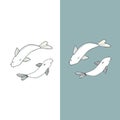 Saltwater fish white vector white fish sea life illustration drawing geometric on white background