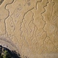 Saltwater Veins in Sandy Mud Flats Aerial Top View Royalty Free Stock Photo