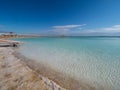 Salty beach at Ein Bokek Dead Sea Resort, Israel Royalty Free Stock Photo