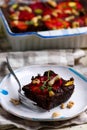 Salty blood orange brownies with nuts and thyme