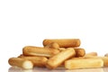 Salty bread sticks on white background Royalty Free Stock Photo