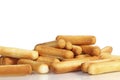 Salty bread sticks on white background Royalty Free Stock Photo