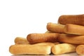 Salty bread sticks on white background Royalty Free Stock Photo