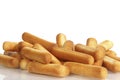 Salty bread sticks on white background Royalty Free Stock Photo