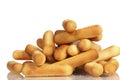 Salty bread sticks on white background Royalty Free Stock Photo