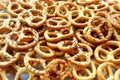 Salty crispy cracker mini pretzels texture background