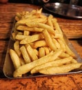 Salty crispy french fries served in a vegetarian restaurant in Mysore