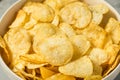 Salty Homemade Kettle Cooked Potato Chips Royalty Free Stock Photo