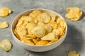 Salty Homemade Kettle Cooked Potato Chips Royalty Free Stock Photo