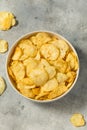 Salty Homemade Kettle Cooked Potato Chips Royalty Free Stock Photo